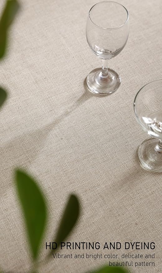 Christmas Tablecloth for Rectangle Tables,Linen Table Cloth with Leaves and Pinecones Pattern,Heavy Durable Table Cover for Dining Thanksgiving Kitchen Party Banquet Christmas,55"*79"