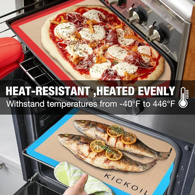 Silicone Baking Mat Set of 3 Non-Stick Baking Sheet for Oven Pan Liner Reusable Parchment Paper Half Sheet Large Silicone Bakeware Mat for Cookie Bread, Cooking Supplies Kitchen Accessories