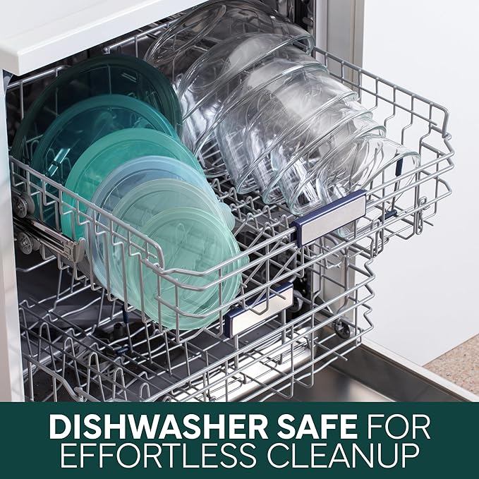 COOK WITH COLOR 12 Pc Glass Mixing Bowl Set with Lids – Borosilicate Glass Nesting Bowls for Cooking, Baking and Meal Prep, Sage