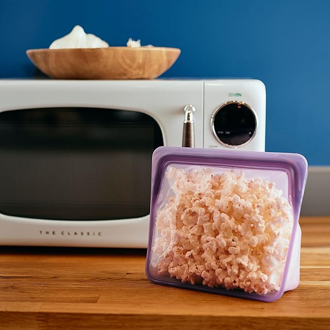 Stasher Premium Silicone Reusable Food Storage Stand-Up Mid Bag, Lavender, Microwave, Sous Vide, Dishwasher, Oven and Freezer Safe, BPA Free, Leak-free, Eco-friendly, 56 Oz