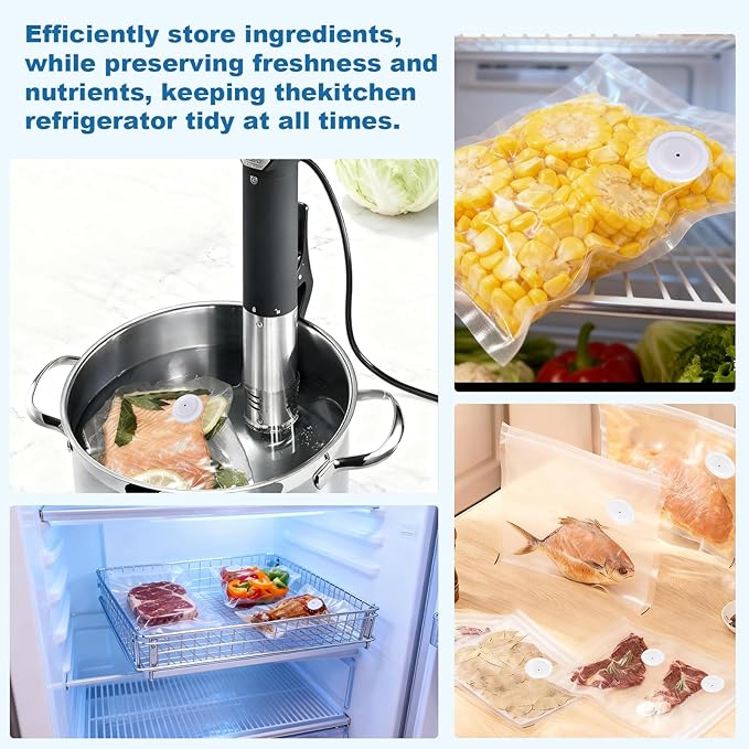 Vacuum Sealer Bags with Air Valve,8 PCS 10"×11" Reusable Vacuum Seal Bags，BPA-Free Heavy Duty Food Storage Bags for Food Storage, Cooking.