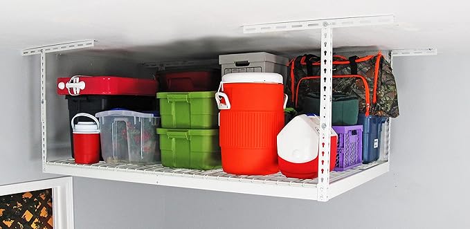 SafeRacks 4x6 Overhead Garage Storage Rack - Heavy Duty Steel Ceiling Mount Storage Shelves with 500 lb Capacity - Adjustable, Garage Overhead Storage, 18"-33" 2 Pack