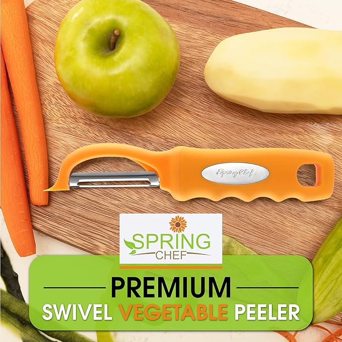 Spring Chef Premium Swivel Vegetable Peeler, Soft Grip Handle and Ultra Sharp Stainless Steel Blades - Perfect Kitchen Peeler For Veggie, Fruit, Potato, Carrot, Apple - Mango