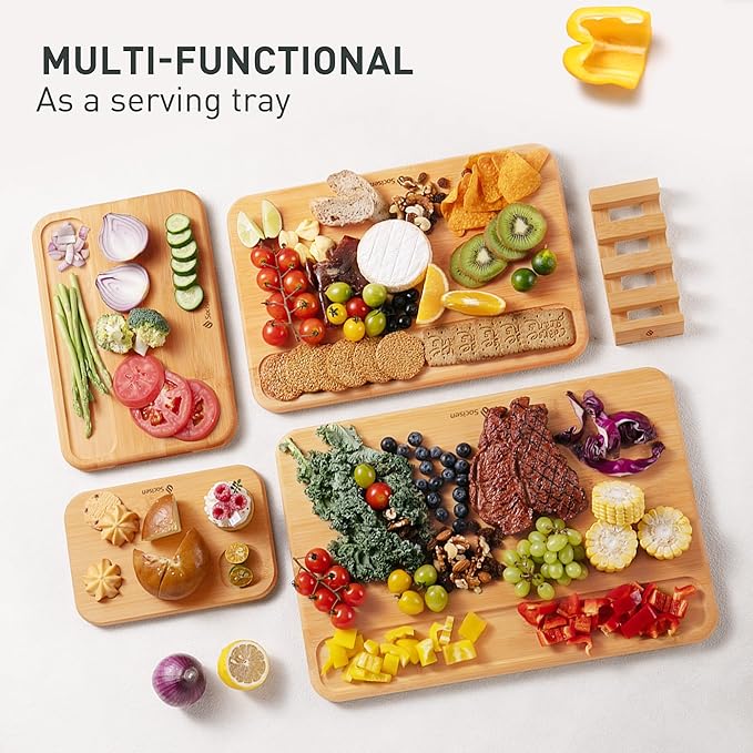 4 Packs Bamboo Cutting Board Set with Holder Over Sink Day Gifts Best Mama Mommy Bonus Busy Mom Ever Christmas Xmas Birthday Law Step Stepmom Stepmother Who Have Everything Good Unique Useful Present