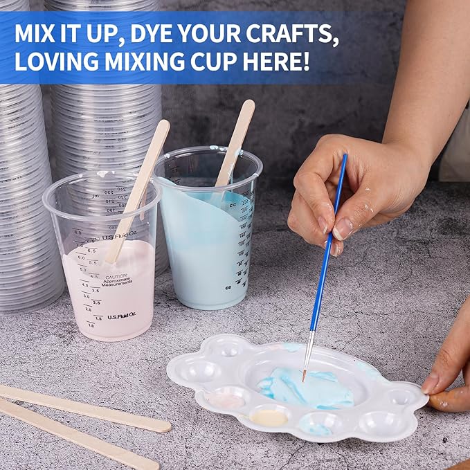 100-Pack Clear Plastic Measuring Cups – Graduated Disposable Mixing Cups for Paint, Resin, Epoxy & Kitchen Use | Durable, Leak-Resistant & Precise Cups for DIY, Crafts, Baking & Labs