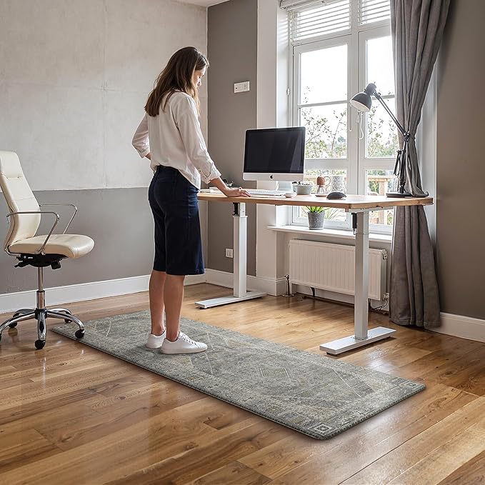 GENIMO Kitchen Mats for Floor, Washable Anti Fatigue Mat for Cushioned, 17.3"x59", Waterproof Kitchen Rugs, Non Slip Foam Comfort Standing Mat Rug for Home, Runner, Sink, Laundry, Lightgrey