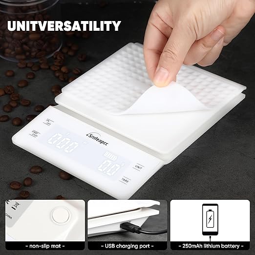 Food Scales for Kitchen,0.1g/3kg High Precision Small Multifunctional Digital Kitchen Food Scale,Digital Accurate Coffee Scale (White)