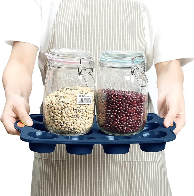 To encounter 31 Pieces Silicone Baking Pans Set, Nonstick Bakeware Sets, Non-Stick Silicone Molds, with Metal Reinforced Frame More Strength, Navy Blue