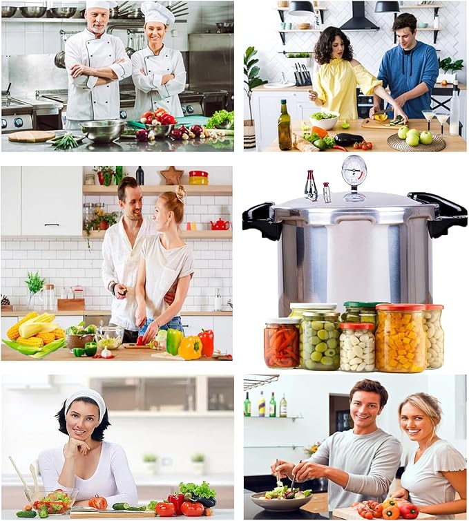 15 Quart Pressure Canner Cooker & pressure canners for canning & water bath canner | Pressure Gauge & Pressure Regulator | Compatible:natural gas-open flame & With 1 steaming tray