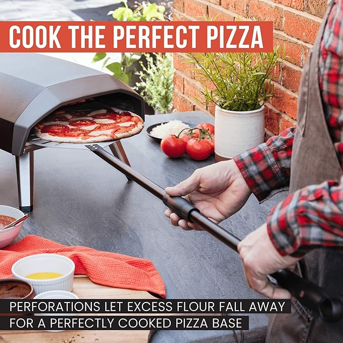 Chef Pomodoro Supreme Aluminum 9-Inch Turning Pizza Peel with Detachable Metal Handle for Easy Storage, 47-Inch Long, Gourmet Luxury Pizza Paddle for Baking Homemade Pizza Bread