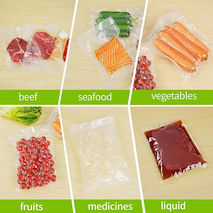 L'ELEF MISTICO Vacuum Sealer Bags, Pre-cut 50 Count 10" x 14" & 50 Count 6" x 10" Food Saver Bags with BPA Free, Heavy Duty, Sous Vide and Meal Prep