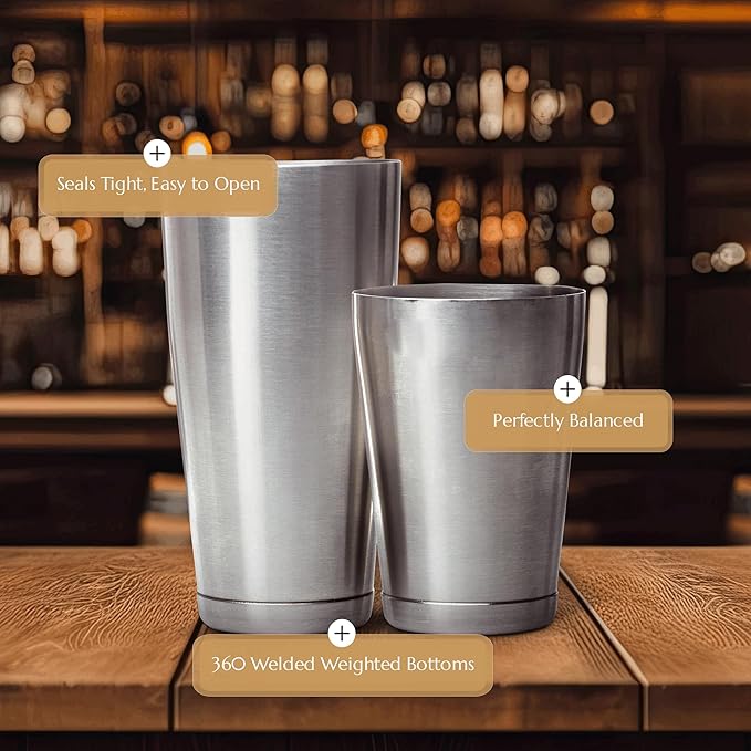 Bull in China 2-Piece Cocktail Shaker Gunmetal Black – 28 oz Weighted Shaker & 18oz Weighted Cheater Tin, Professional Grade Bar Shaker, Premium Cocktail Shaker Set for Professional & Home Bartenders