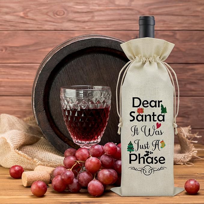 Christmas Wine Gift Bags Christmas Drawstring Bags Wine Bottle Gifts for Women Secret Santa Gifts for Coworker Men Wine Bottle Storage Bags for Travel Wine Accessories Gifts for Wine Lovers