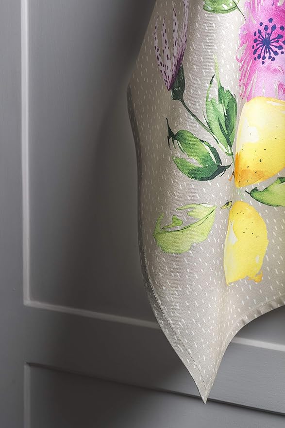 Maison d' Hermine Kitchen Towels Set of 2 100% Cotton 27.50" x 20" Reusable Cloth Tea Dish Towels Absorbent with Hanging Loop for Kitchen, Dining, Cocktail Parties Spring/Summer (Jardin D'Ete - Fog)