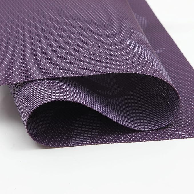 SHACOS Woven Vinyl Placemats Set of 4 Purple Leaf Pattern Place Mats Wipe Clean Durable PVC Heat Resistant Table Mats (4, Leaf Purple)