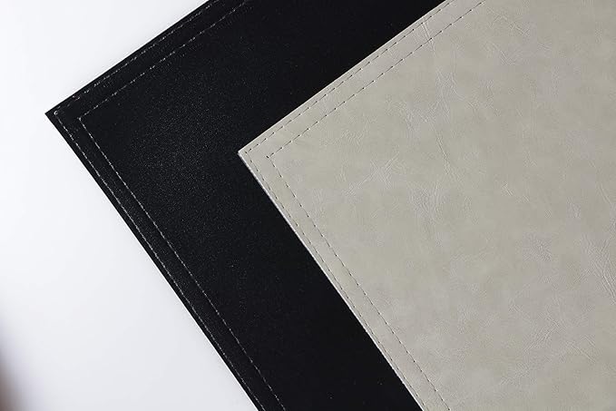 Waterproof PU Placemats, Faux Leather Dining Table Mat, Set of 6, Easy to Wipe Off Scrub Vinyl Mat, Heat & Stain Resistant for Office Conference Table, Home Decor