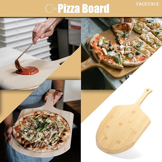 Pizza Spatula Paddle 12 inch, 2Pcs Bamboo Pizza Peel, Bamboo Pizza Spatula Paddle Pizza Paddle