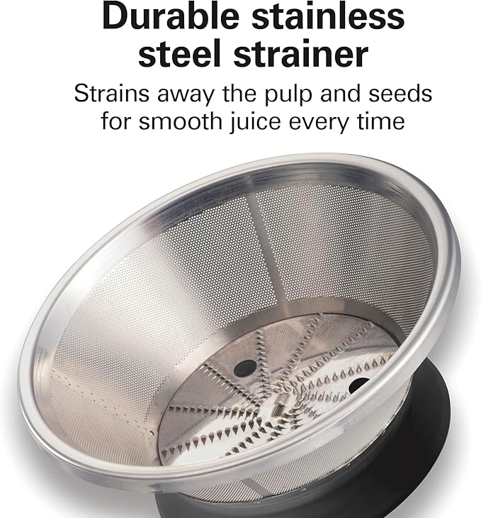 Hamilton Beach HealthSmart Juicer Machine, Compact Centrifugal Extractor, 2.4” Feed Chute for Fruits and Vegetables, Easy to Clean, BPA Free, 400W, Black and Gray (67502)
