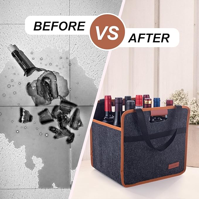 9 Bottle Wine Tote Bag, Insulated Thermal Padded Wine Carrier Tote, Reusable Wine Bags for Travel, Camping and Picnic, Perfect Wine Lover Gift