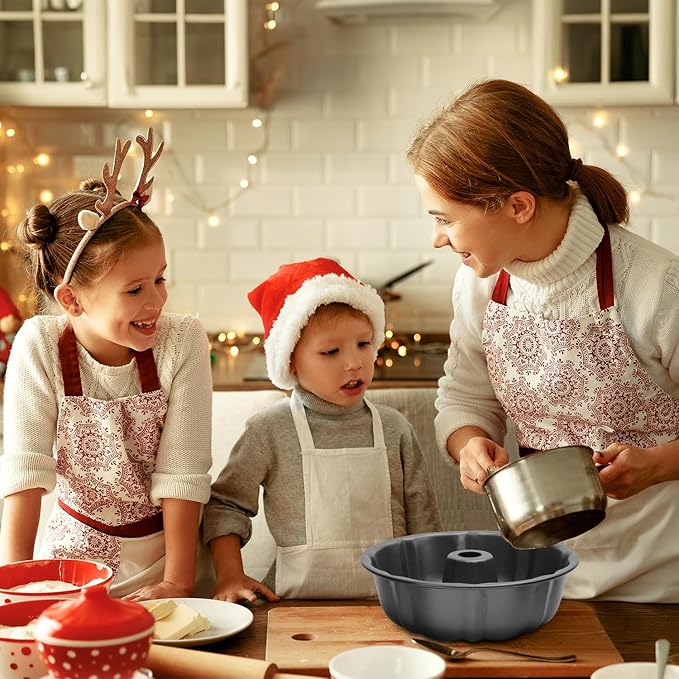 OAMCEG 9.5 Inches Bundt Cake Pan Nonstick- 2 Pack Bundt Pan for baking, 12 Cups Buntz Pound Cake Pan Heavy Duty Carbon Steel,Cake Mold for Buntelet, Brownie (Grey)