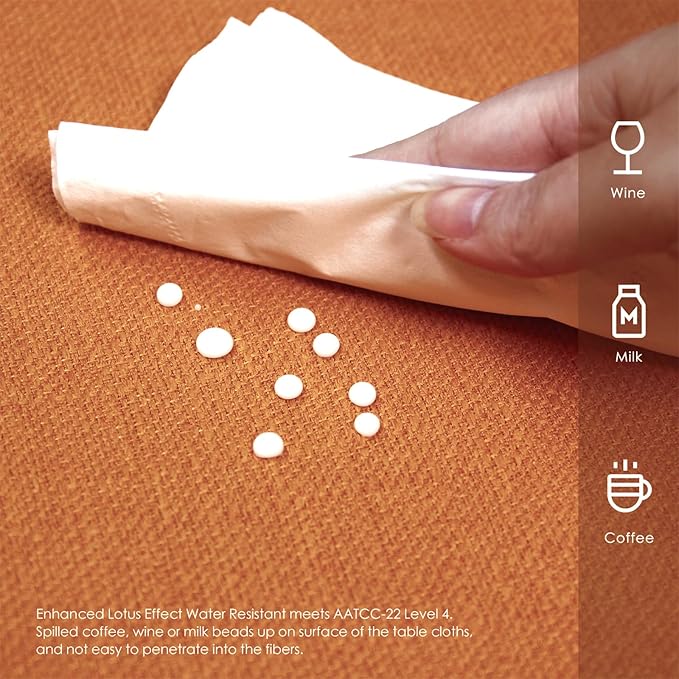 BALCONY & FALCON Rectangle Tablecloth Washable Wrinkle Resistant and Water Proof Table Cloth Decorative Linen Fabric Tablecloths for Dining Parties Kitchen Wedding and Outdoor Use (Pumpkin, 55x70)