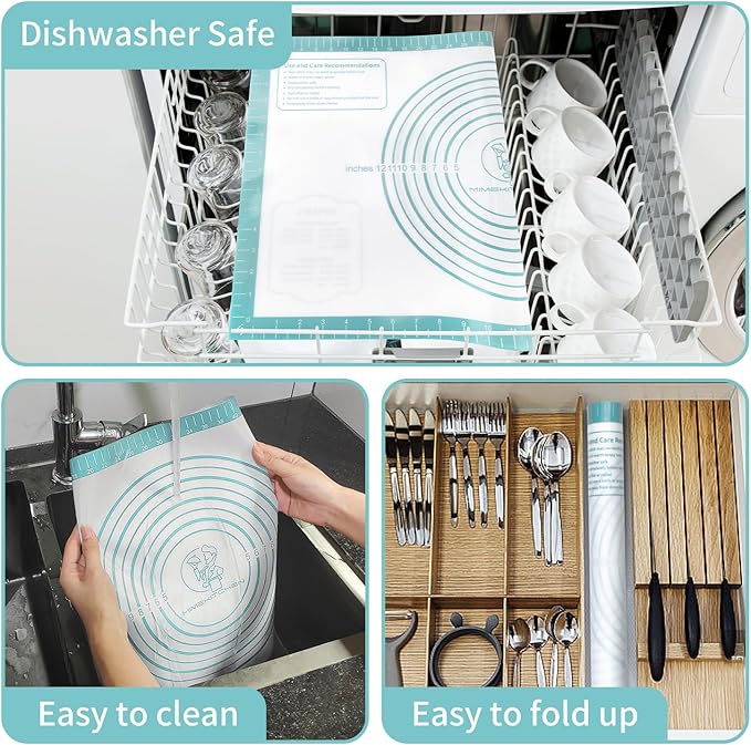 Silicone Pastry Mat for Dough Rolling, Silicone Baking Mat with Measurement, Nonslip Fondant/Pie Crust Mat for Making Cookies Macarons Baking Tools 32 x 24 Inch