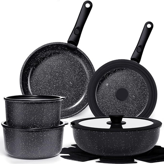 GiPP Ceramic Pots and Pans Set Non Stick, Nonstick Detachable Handle Cookware Sets, Healthy Non Toxic PFAS PFOA & PTFE Free, Dishwasher ＆Oven Safe, Induction Kitchen Pot and Pan, 15 Piece Grey