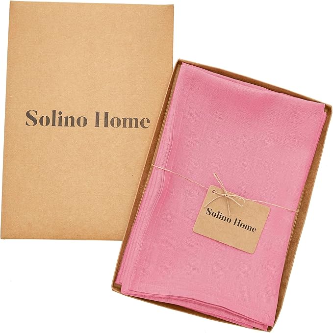 Solino Home Linen Napkins Set of 4-100% Pure Linen Pink Carnation Dinner Napkins Cloth 20 x 20 Inch - Fete, Handcrafted and Machine Washable