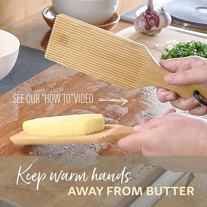 Gnocchi Boards and Wooden Butter Paddles to Easily Create Authentic Homemade Pasta and Butter Without Sticking - Set of 2 Makers - 9.5 inches