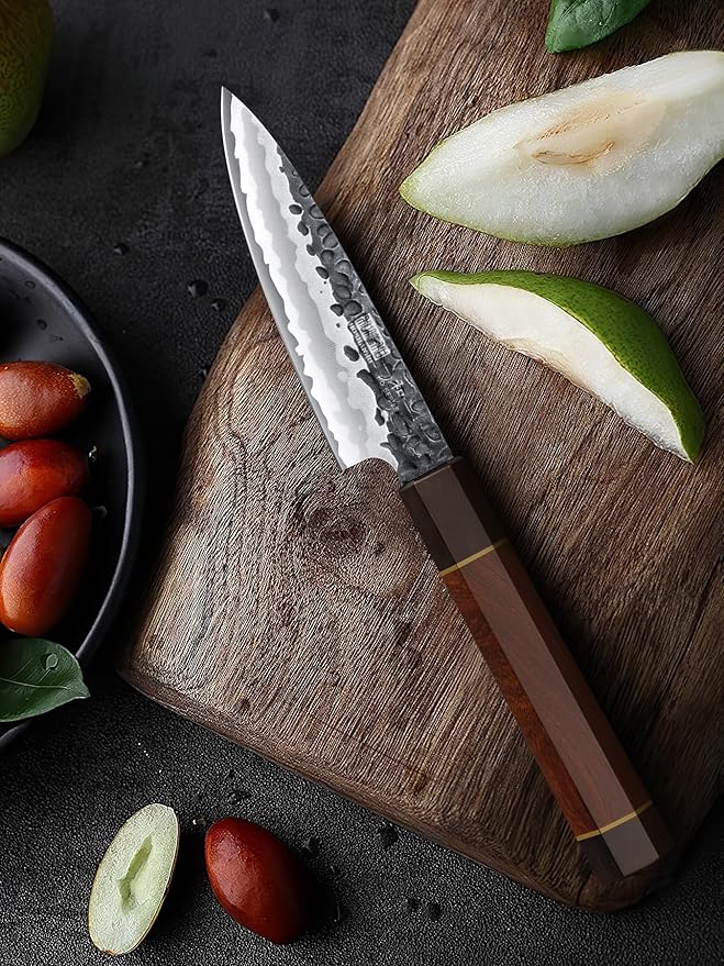 HOSHANHO Paring Knife 3.75 Inch Peeling knife, Razor Sharp Japanese High Carbon Steel Small Kitchen Knife, Hand Forged Fruit Knives for Peeling & Coring with Ergonomic Handle