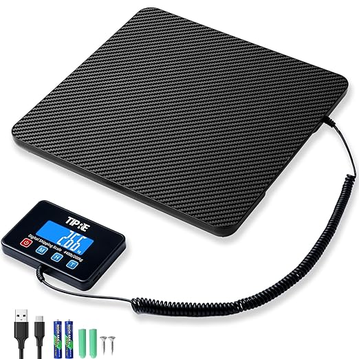 Digital Shipping Postal Scale 440lb/0.5oz Accuracy! Lightweight Carbon Fibre Commercial Weight Scale for Package, Small Business, Mail, Warehouse, Home, Luggage, Battery&Charging Cable Included