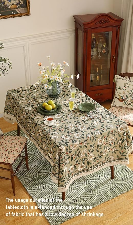 French Tablecloth for Square Tables,Linen Table Cloth with Colorful Flowers and Leaves Pattern,Heavy Durable Table Cover for Dining Thanksgiving Kitchen Decor Party Christmas,67"*67"