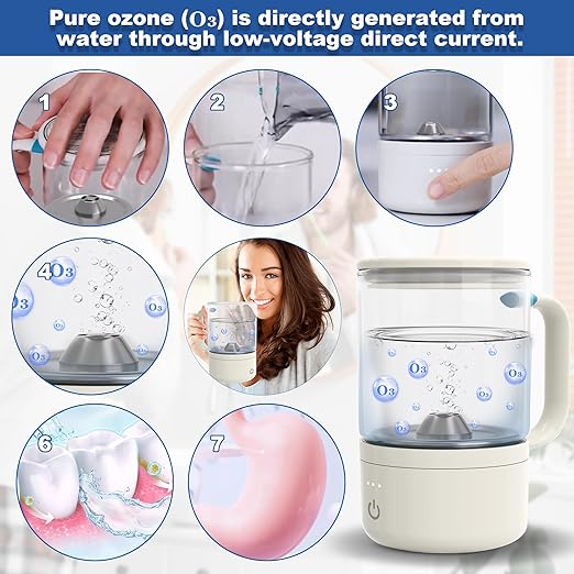 Ozone Water Water Cup O3Generator Fresh Oxygen Mouthwash Cup Hydrogen Water Generator,Brushing Teeth Glass Cup Water Machine Multi-Purpose Portable Rechargeable Ozone Water Purification Cup