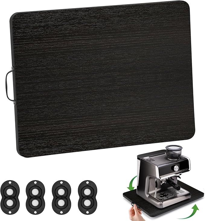 Appliance Slider, Sliding Tray for Coffee Maker, Coffee Pot Slider for Countertop, 360° Rolling Tray Appliance Slider for Kitchen Appliances- Black (12.5” X 16”)