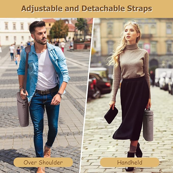 Tirrinia 2 Bottle Wine Gift Tote Carrier - Leakproof & Insulated Padded Versatile Wine Cooler Bag for Travel, BYOB Restaurant, Party, Dinner, Gift for Wine Lovers, Brown