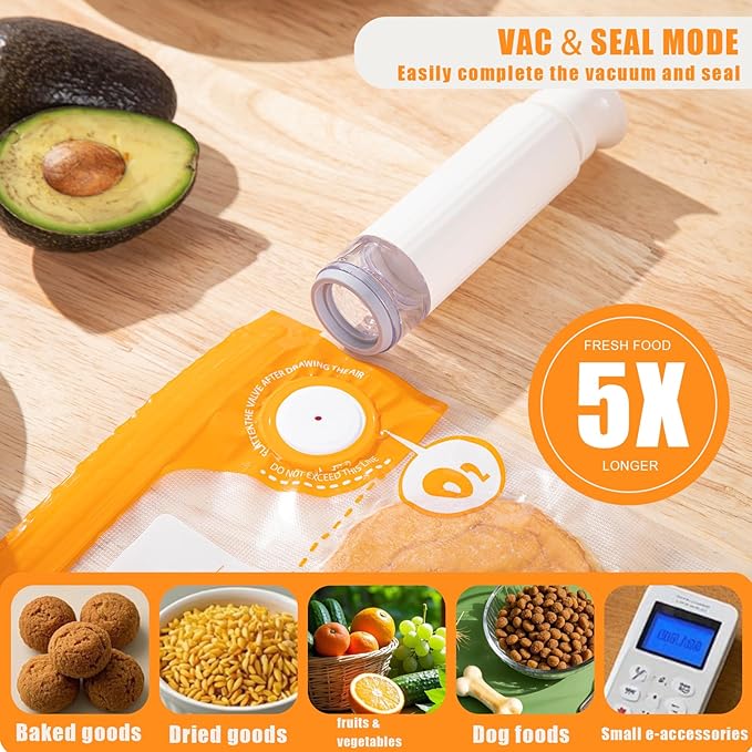 Vacuum Sealer for Food, handheld vacuum sealer(Manual Vacuum Sealers+ 10 mix size reusable vacuum seal bags),Portable Vacuum Sealer Set for Travel, Fresh & Save Meal Prep Sous Vide