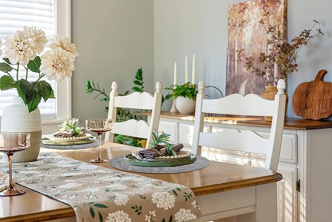 homing Round Faux Leather Placemat and Coaster 8 Packs, Washable Heat Resistant Dining Place Mats, Wipeable Double-Sided Table Mats for Indoor and Outdoor, Diameter 13 and 3.93 inch, Light Grey