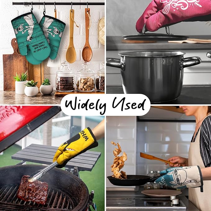 That's What I Do I Bake and I Know Things Funny Oven Mitts with Hanging Loop and Silicone Non-Slip, Housewife Baking Kitchen Utensils 2-Piece Set, Gifts for Bake Lover Mom Wife Sister