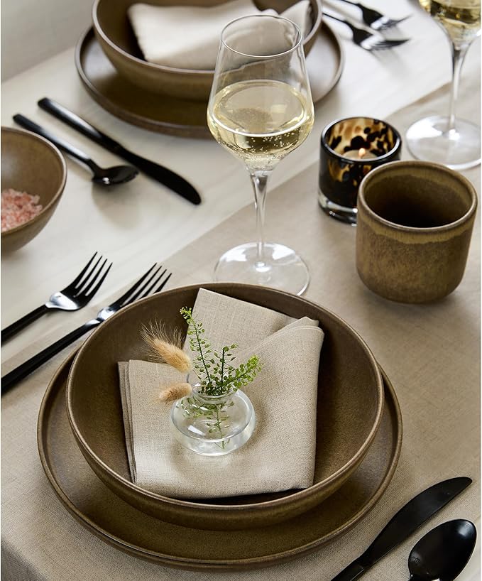 Solino Home Natural Linen Napkins Set of 6-100% Pure Linen Cloth Washable Dinner Napkins 20 x 20 Inch for Fall, Autumn, Thanksgiving, Christmas, Holiday - Fete