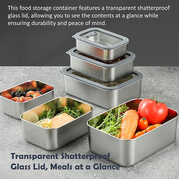 Stainless steel food storage containers leak proof & airtight lids for Kitchen,stainless steel bowl,meal prep lunch box,freezer and microwave safe (Blue)