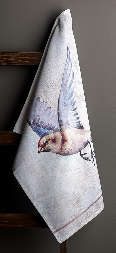 Maison d' Hermine Kitchen Towels Set of 3 100% Cotton 27.50" x 20" Reusable Cloth Tea Dish Towels Absorbent with Hanging Loop for Kitchen, Home, Dining, Cocktail Parties Spring/Summer (Flying Birds)