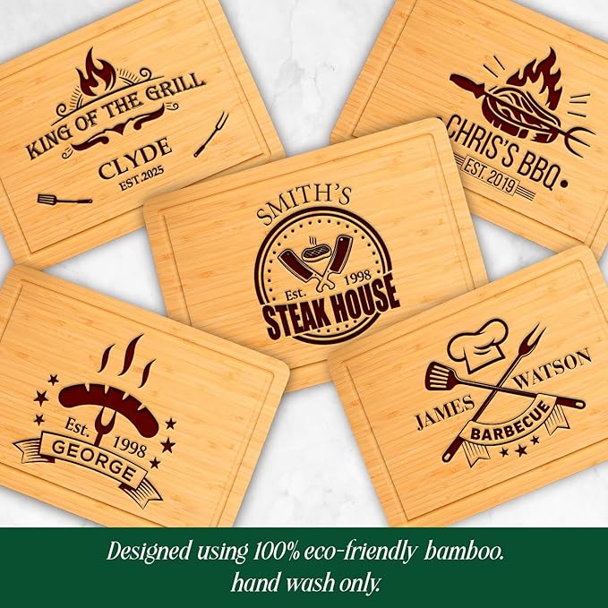 King of the Grill & Queen of the Grill Personalized Cutting Board – Custom Bamboo BBQ Board for Men, Women & Couples | Housewarming, Wedding Gift | Grilling Accessories 2025