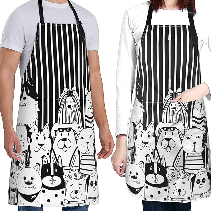 Funny Animal Apron with 2 Pockets Waterproof for Men Women Kitchen Garden Decor