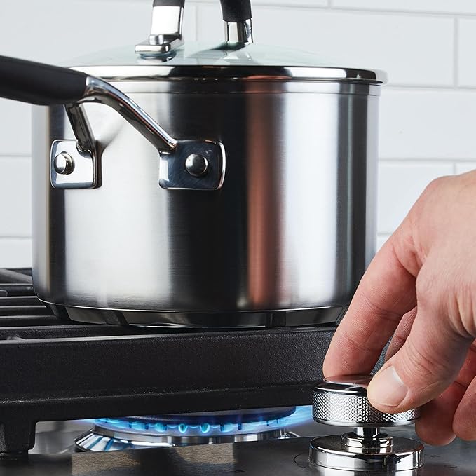 KitchenAid 71020 Stainless Steel Saucepan with Measuring Marks and Lid, 2 Quart - Brushed Stainless Steel