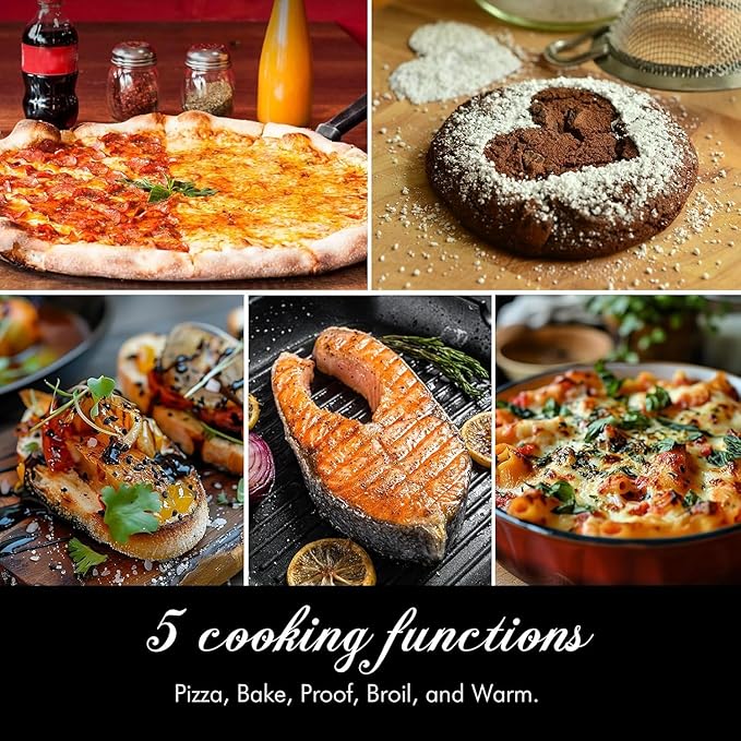 2025 Upgraded Pizza Oven – 6 Programs, 1700W, Max 840°F, Suitable for 32cm Pizzas, 5-in-1 multifunction: Pizza, Bake, Proof, Broil, and Warm – includes pizza stone and pizza peel