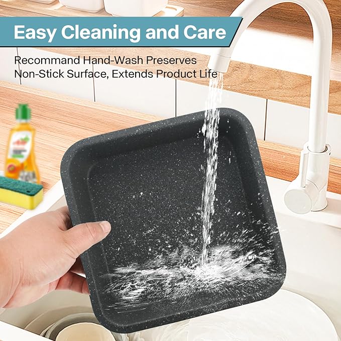 2-Pack 8x8 Baking Pan, Non-Stick 8 inch Square Paking Pan, Cornbread Square Cake Pan, Suitable for Home Kitchen Daily Baking, Wedding, Birthday Party Brownie Making, Easy Release