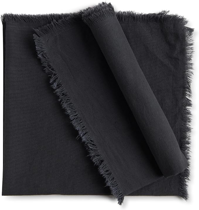 ACCENTHOME Grey Cotton Linen Napkin Set of 12 18x18 inch Dinner Napkins - Washable Soft Premium Hotel Quality Reusable Napkins Perfect Table Napkins for Family Dinners, Weddings & Everyday Use, Gray