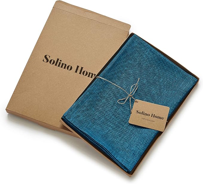 Solino Home Linen Napkins Set of 4-100% Pure Linen Chambray Teal Dinner Napkins Cloth 20 x 20 Inch for Fall, Autumn, Thanksgiving - Athena, Handcrafted and Machine Washable