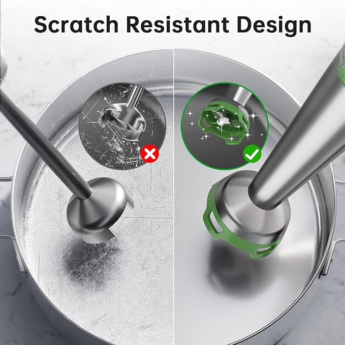 Immersion Blender Handheld Corded Hand Blenders Set 1100W, Trigger Variable Speed 5 in 1 Stick Emulsifier with Chopper, Whisk and Frother for Soup, Baby Food and Smoothies, Green