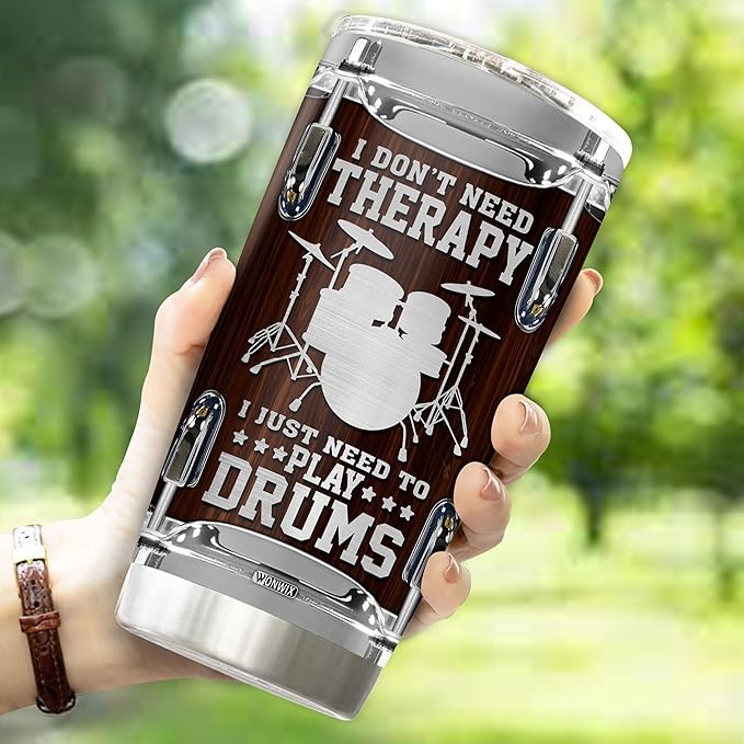 Personalized Drummer Gifts for Men Gift for Drummers Drum Players 20oz Travel Cup Coffee Mug Stainless Steel Insulated Tumbler with Lid Gift for Music Lovers